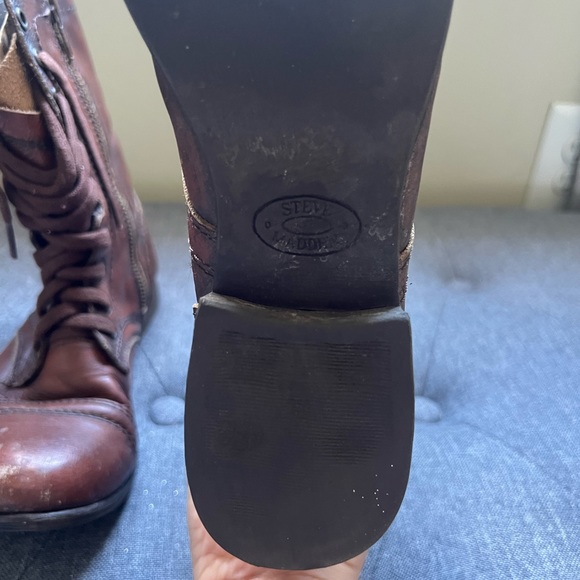 Brown Steve Madden Troopa Combat Boots - Picture 3 of 6